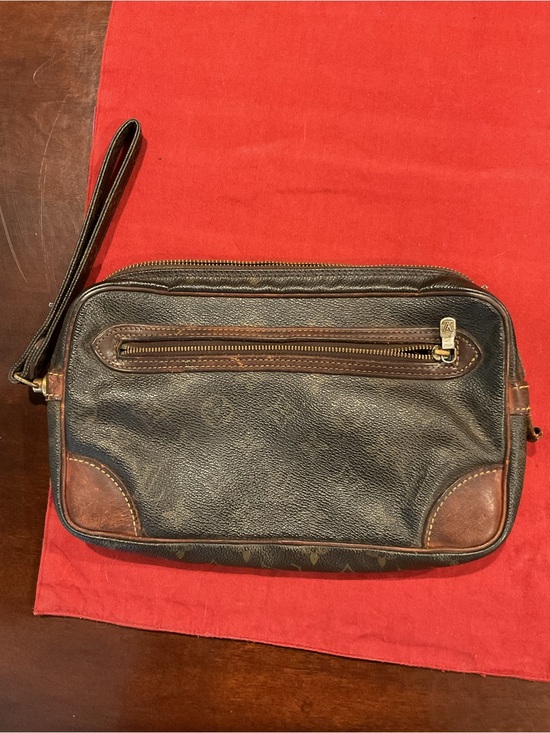 Louis Vuitton Handbags - Louis Vuitton Marly Dragonne Clutch Black and Brown Leather Wrist Strap